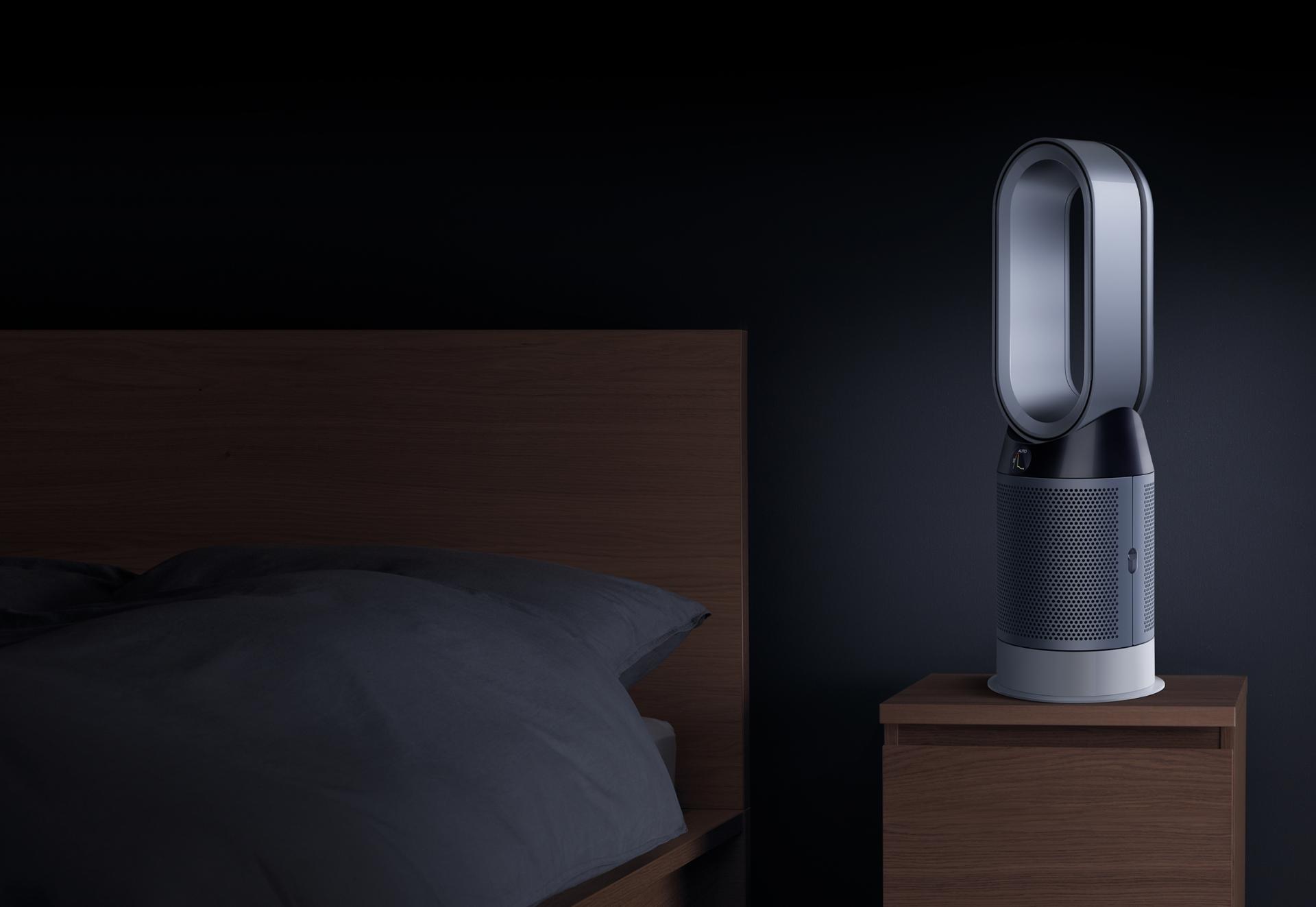 Dyson Pure Hot+Cool purifier in bedroom