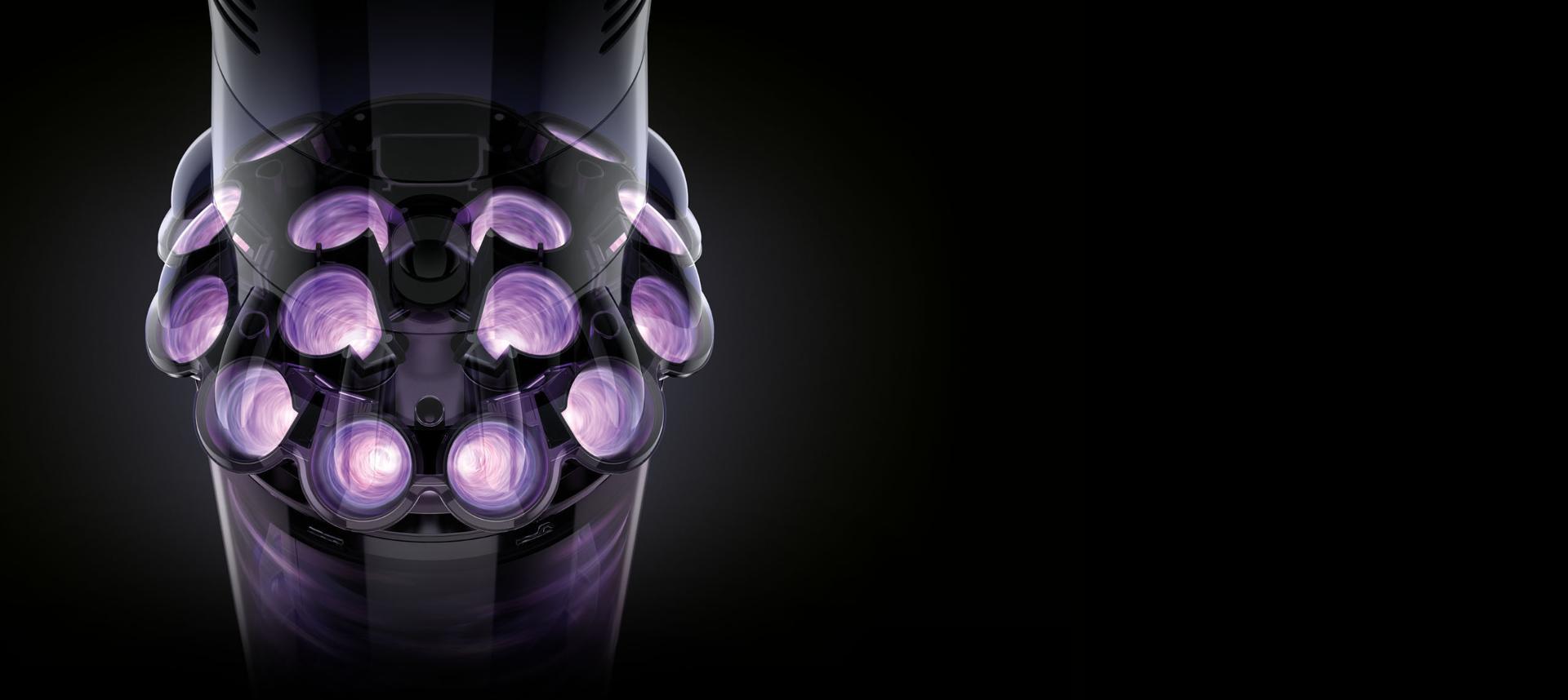 Graphic of Dyson Cyclone V10™ vacuum cyclone array