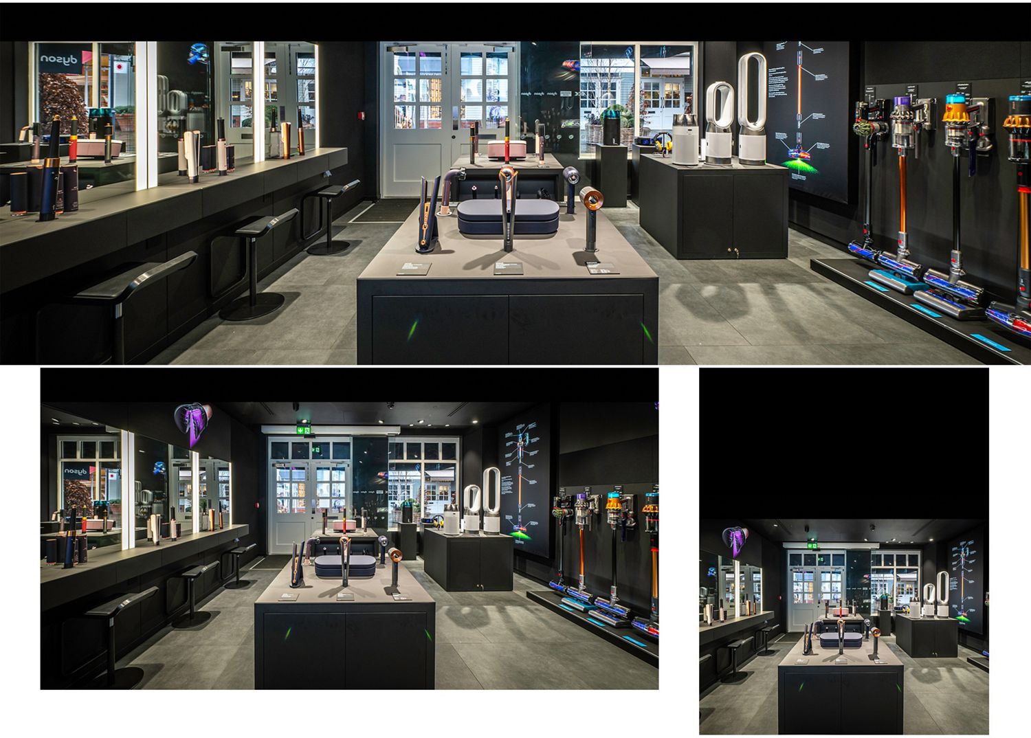 The inside of the Dyson Demo Store and Beauty Lab at Bicester Village.
