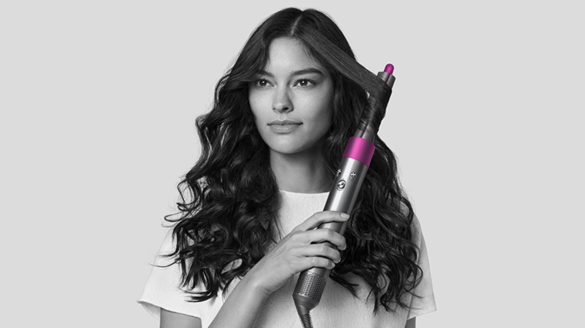 Dyson Airwrap styler barrel wrapped around hair