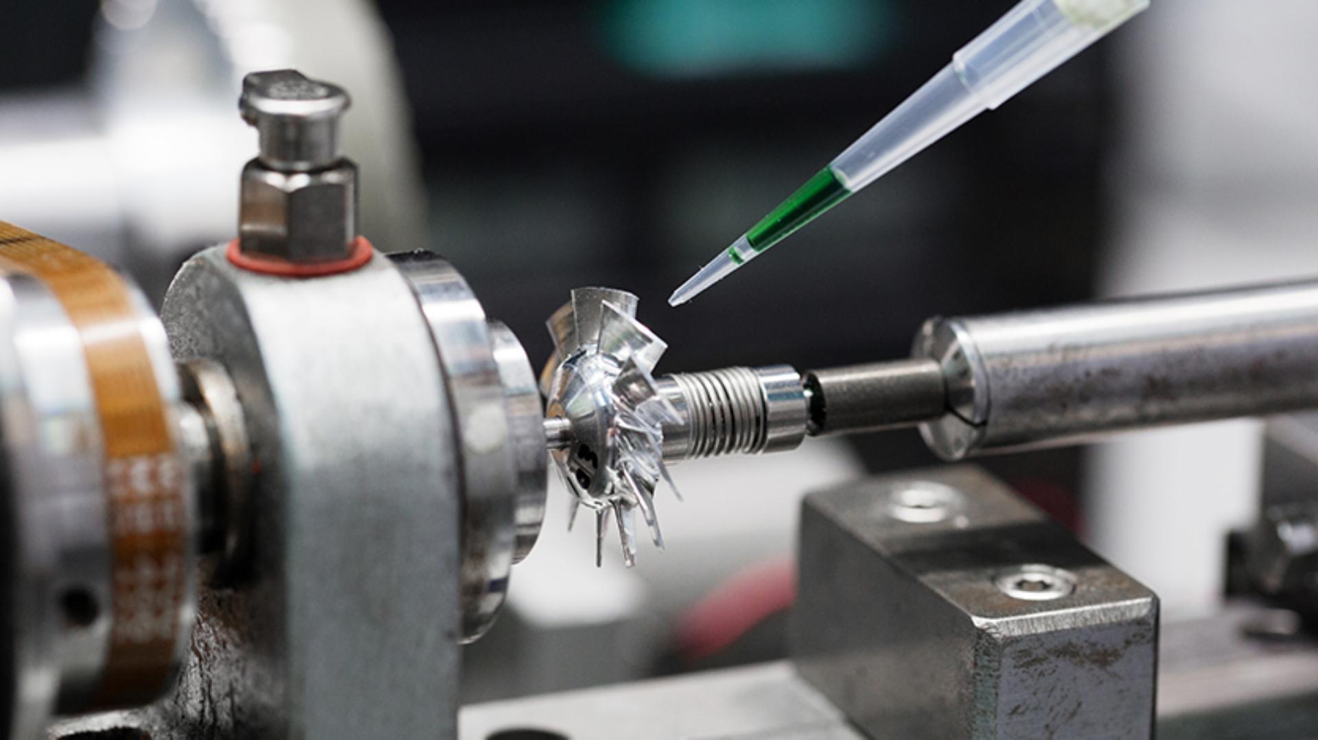 The high-speed impeller of a Dyson digital motor being machined