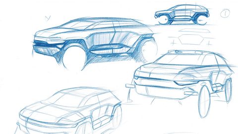Sketch drawings of the car