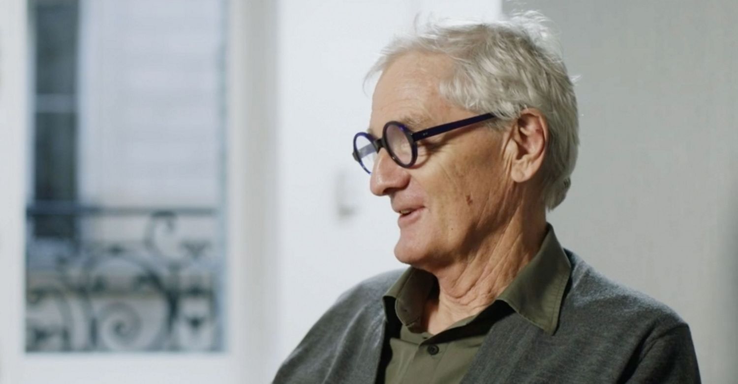 Medium close-up shot of James Dyson being interviewed.