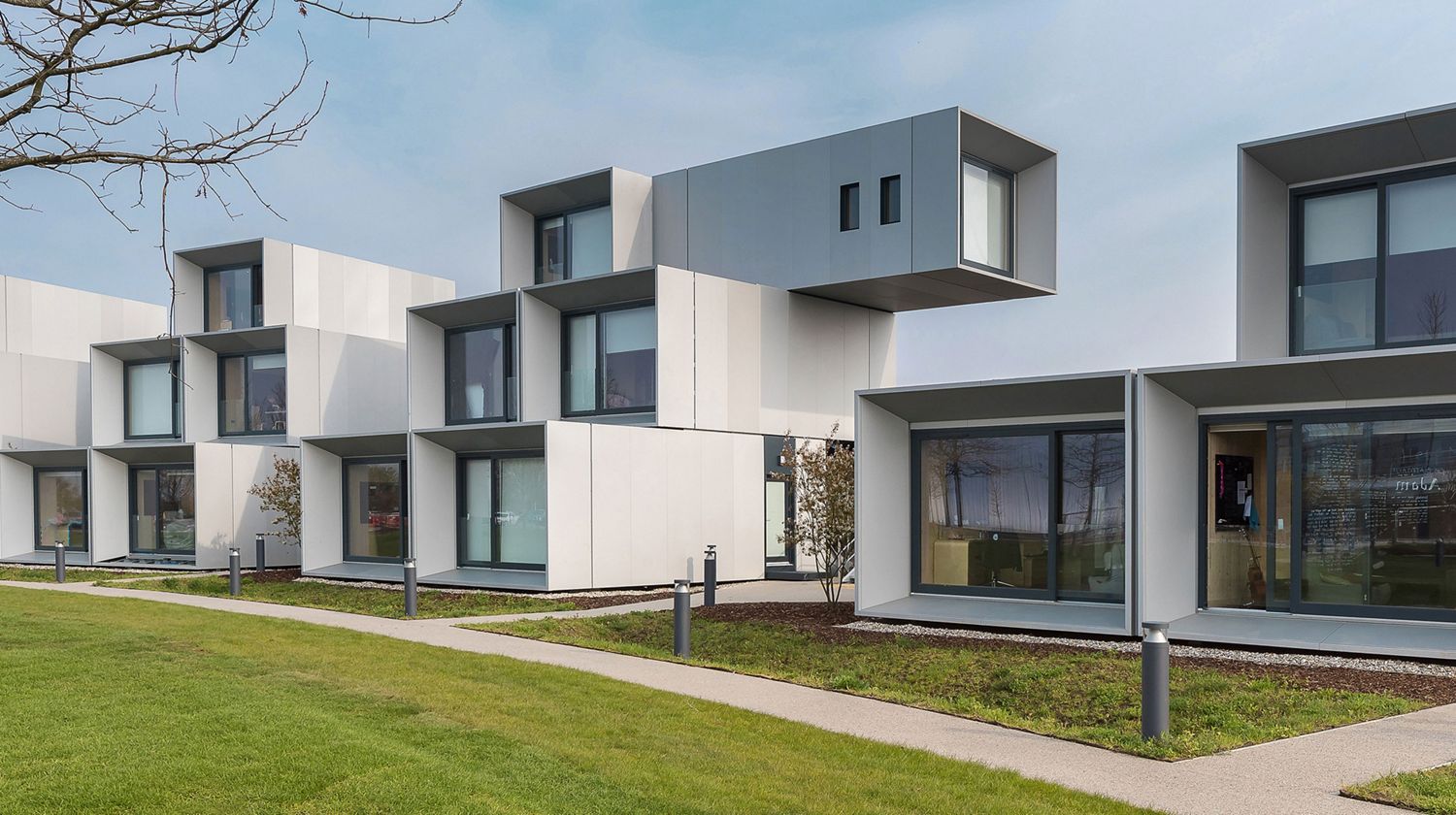 The Undergraduate Village of factory-built pods.