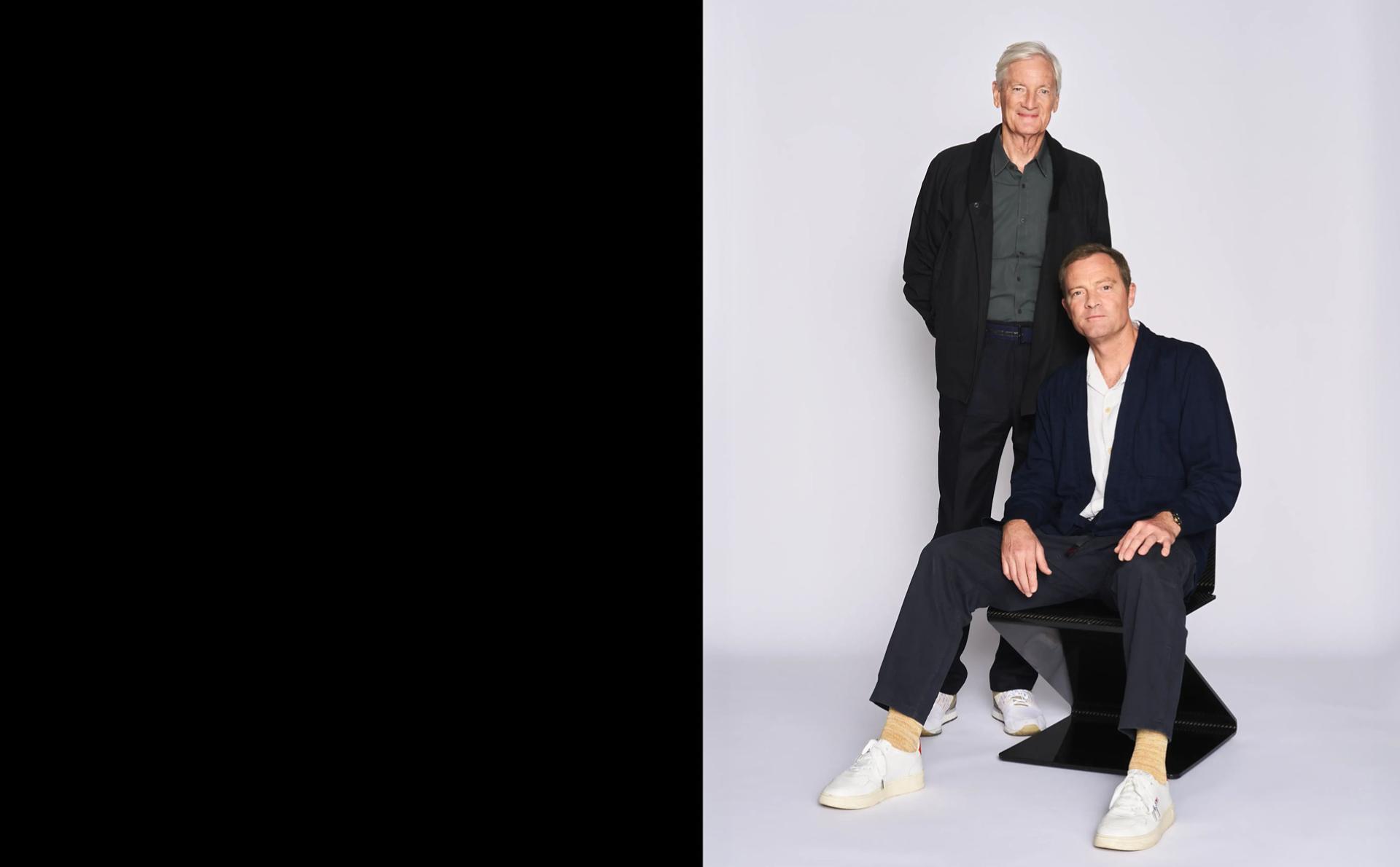 Jake Dyson seated in front of his father Sir James Dyson.