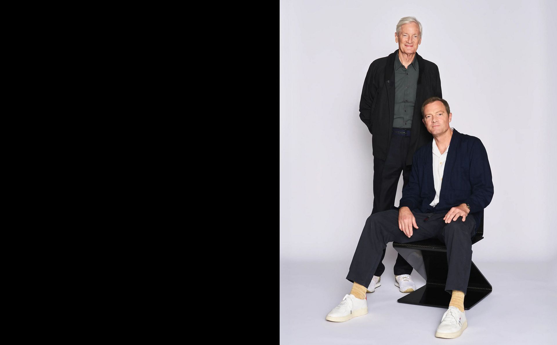 Jake Dyson seated in front of his father Sir James Dyson.