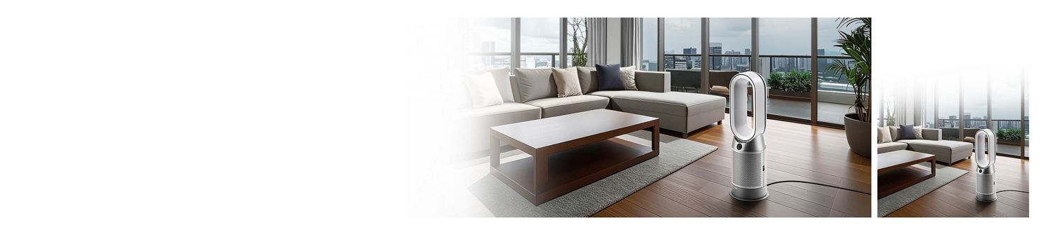 The Dyson Hot+Cool HF1 Remote Link Pre-heat heater and cooling fan cools a room with powerful airflow.