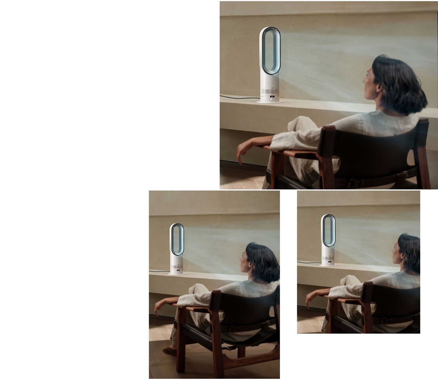 The Dyson Hot+Cool HF1 Remote Link Pre-heat heater and cooling fan cools a room with powerful airflow.