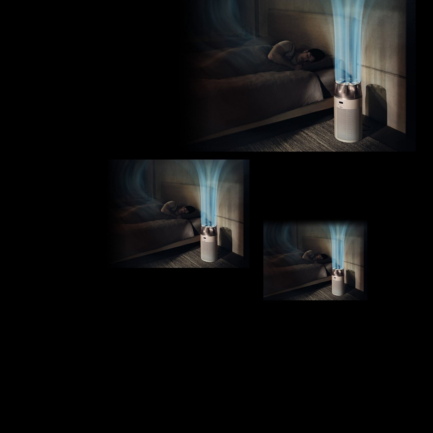 The Dyson HushJet Compact Purifier next to a kitchen island.