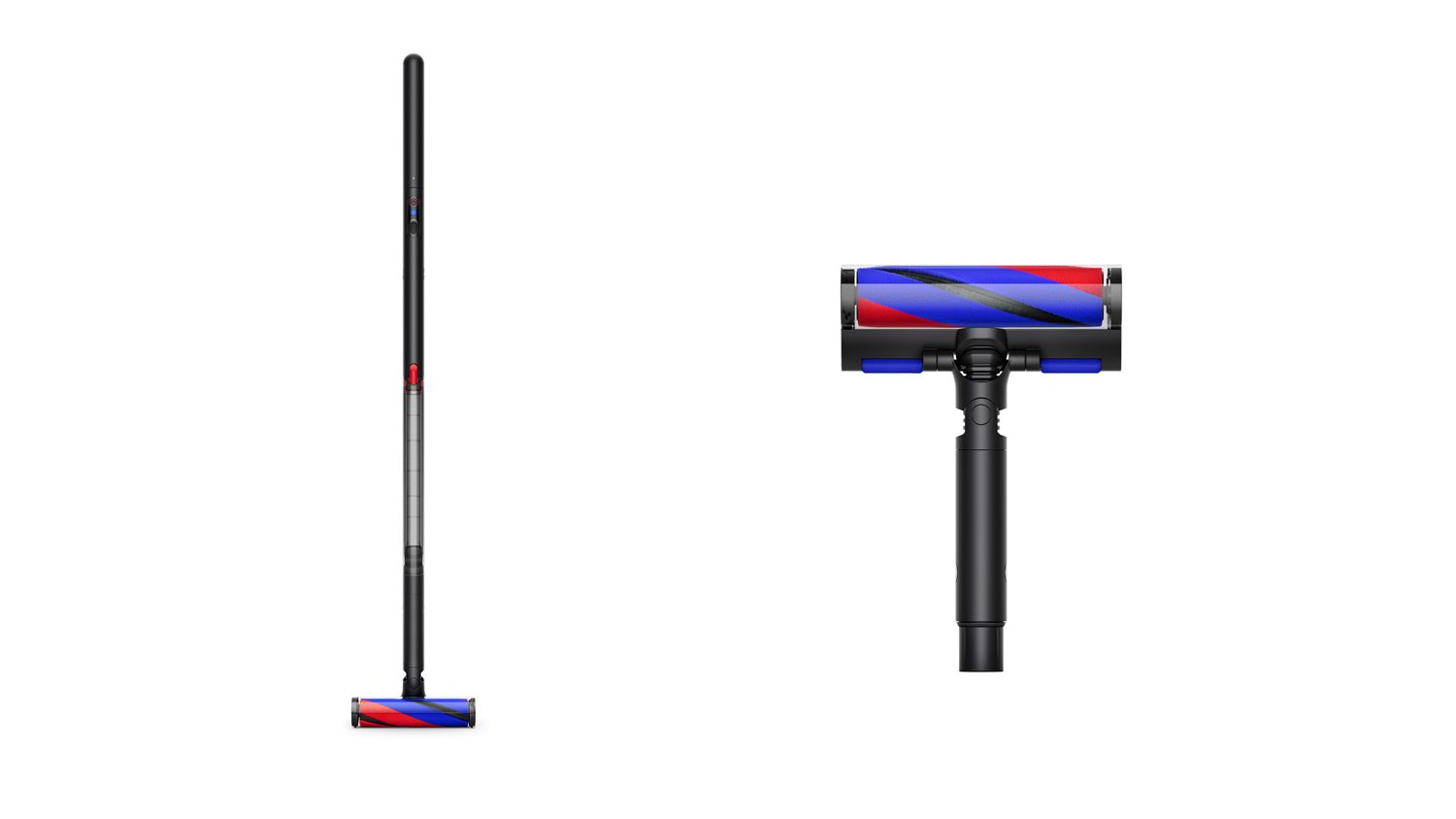 Dyson PencilVac Fluffyコードレス掃除機本体と、クリーナーヘッド。