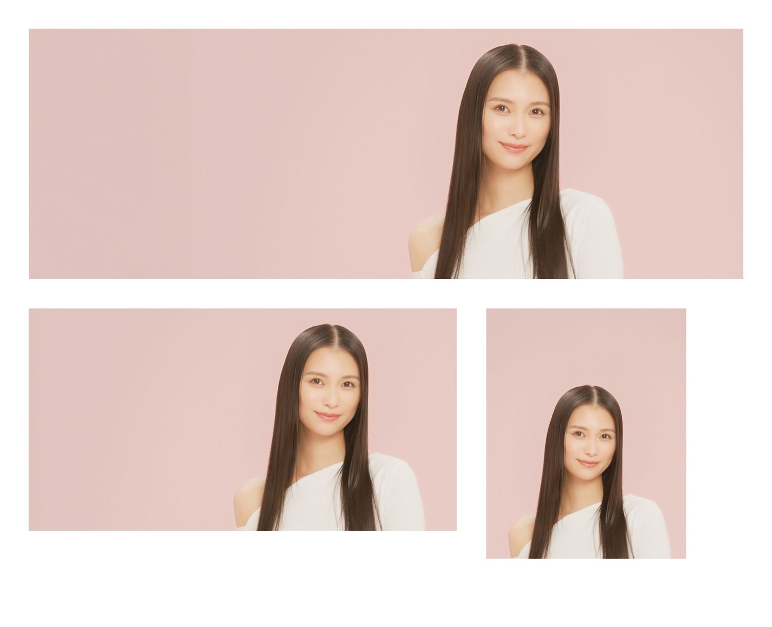 Model with hair styled into a sleek side part.