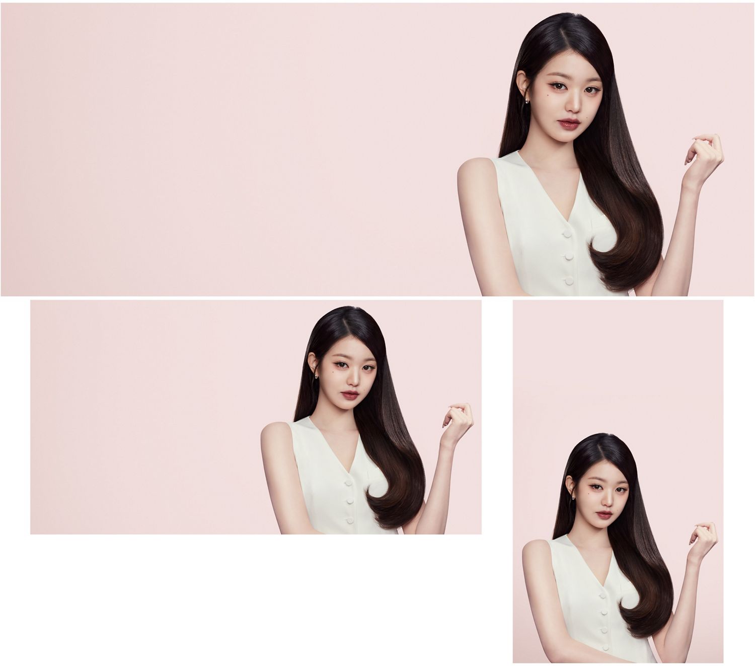 Dyson Supersonic rヘアドライヤーと低温ツールで髪を乾かすモデル