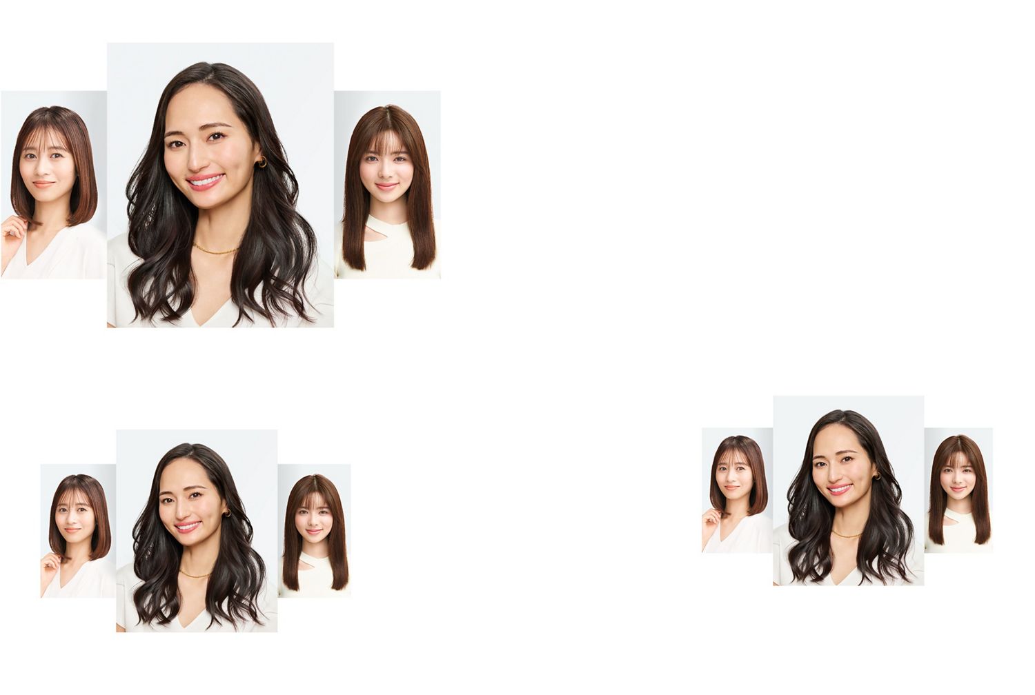 三人のヘアスタイルの異なるモデルがダイソン製品を使用している