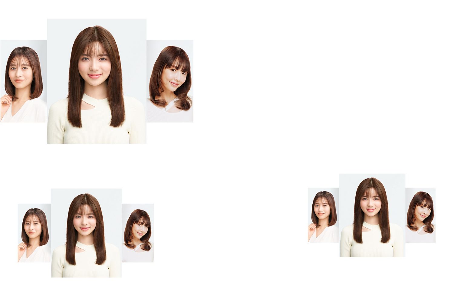 三人のヘアスタイルの異なるモデルがダイソン製品を使用している