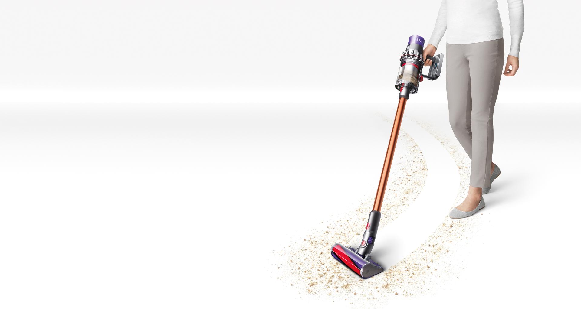 Dyson Cyclone V10™ vacuum cleaner on white floor