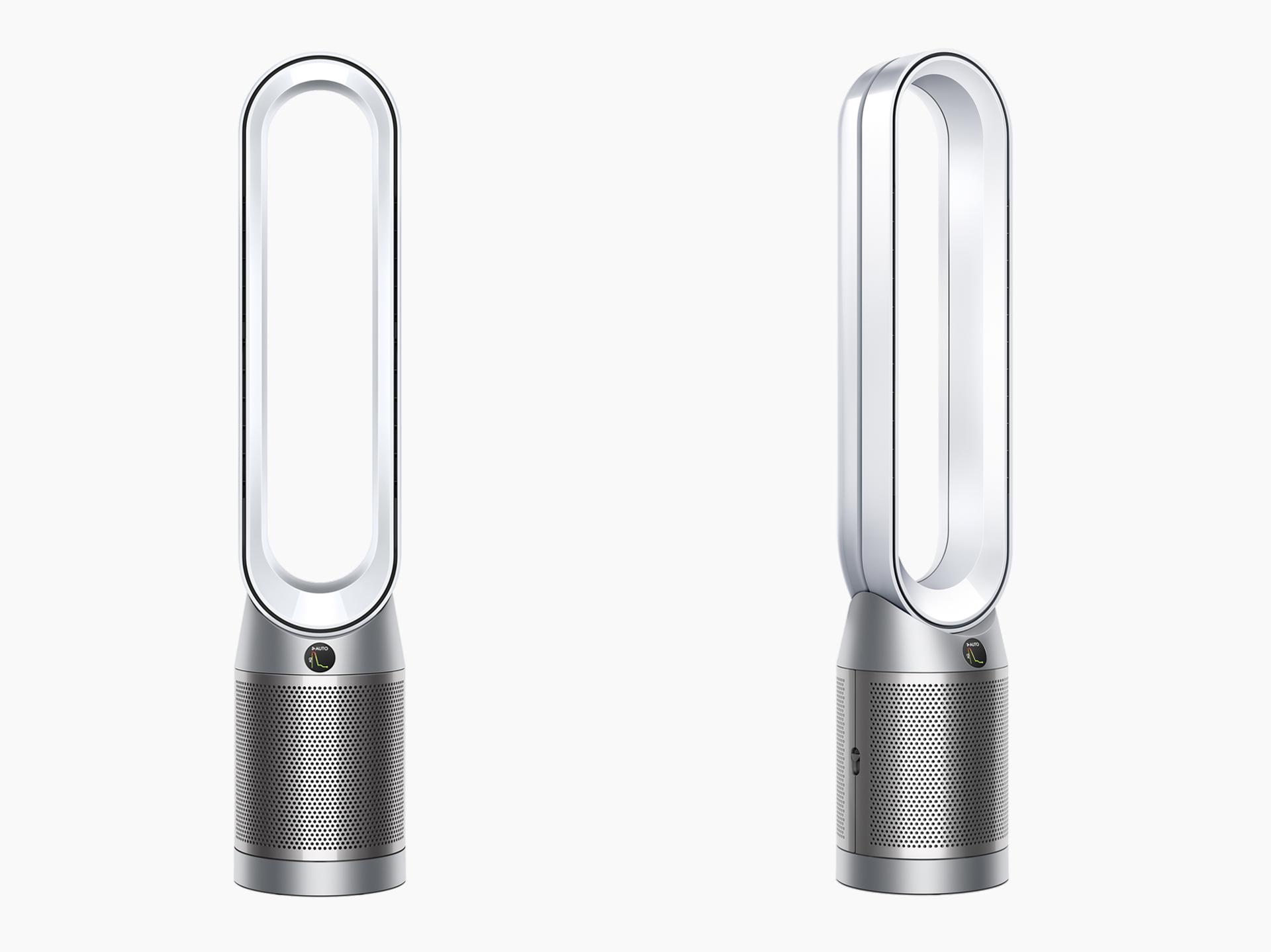 Dyson Purifier Cool Autoreact tower fan front and side views