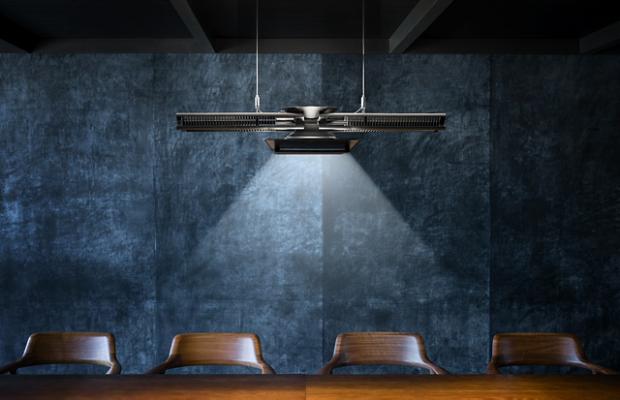 Dyson lighting over a conference desk