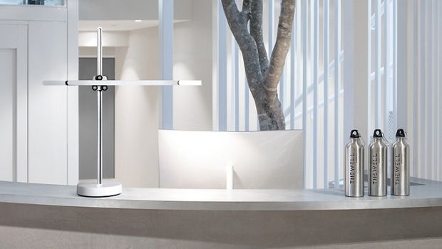 Dyson CSYS™ light on The Well's reception desk