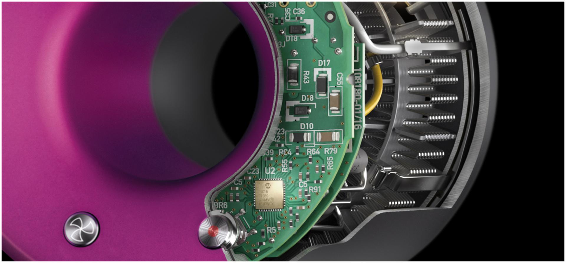 X-ray of technology in the head of the Dyson Supersonic hair dryer