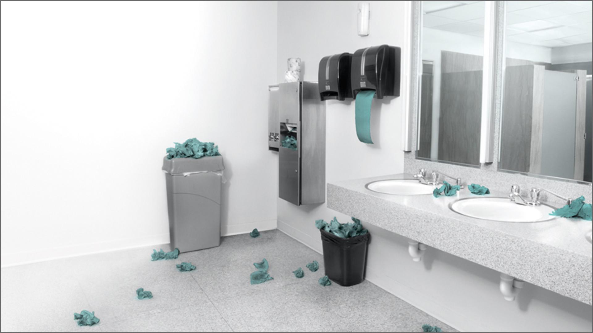 Dyson Airblade Wash+Dry drying hands over a sink