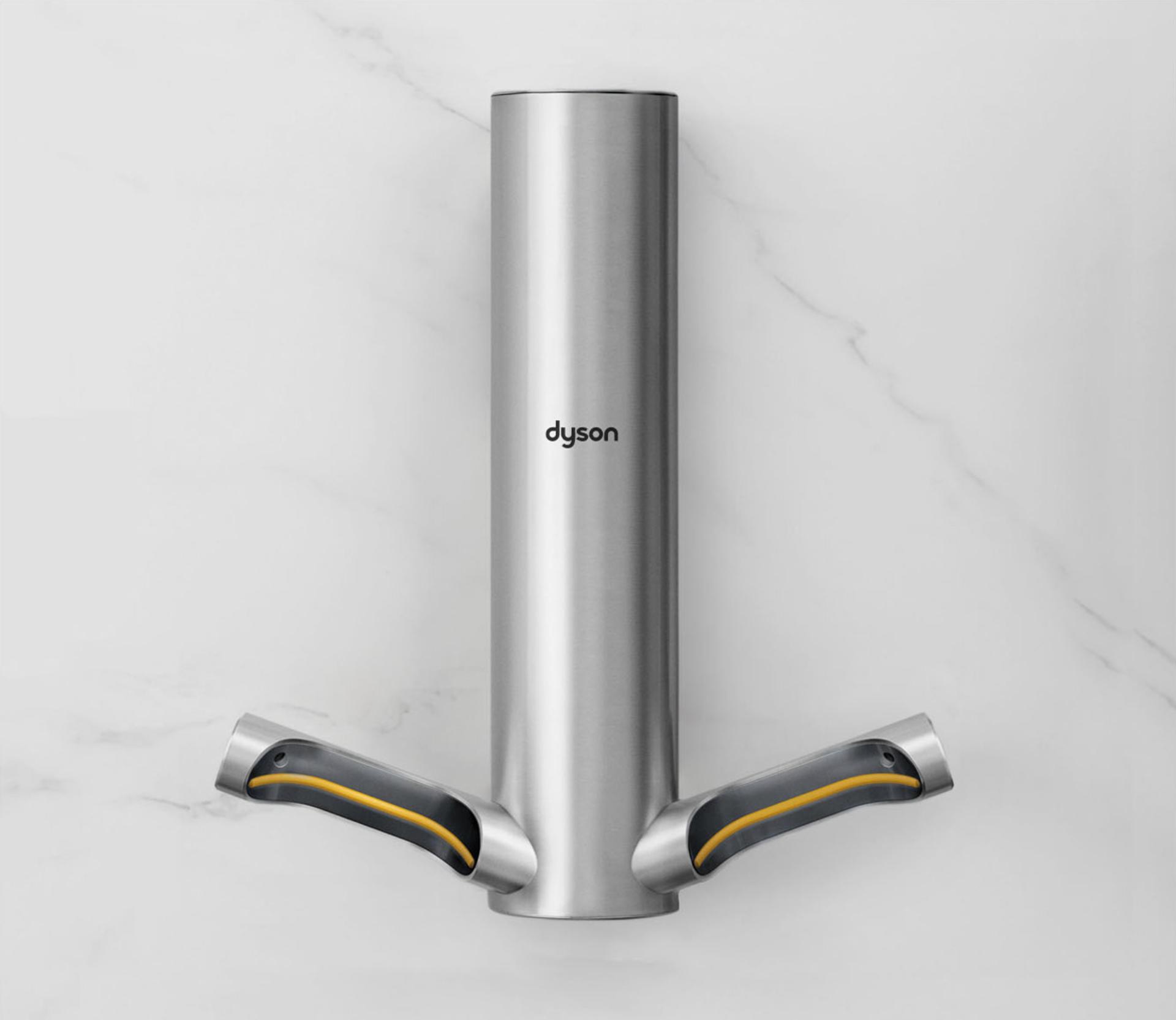 A Dyson Airblade 9kJ mounted on a wall.
