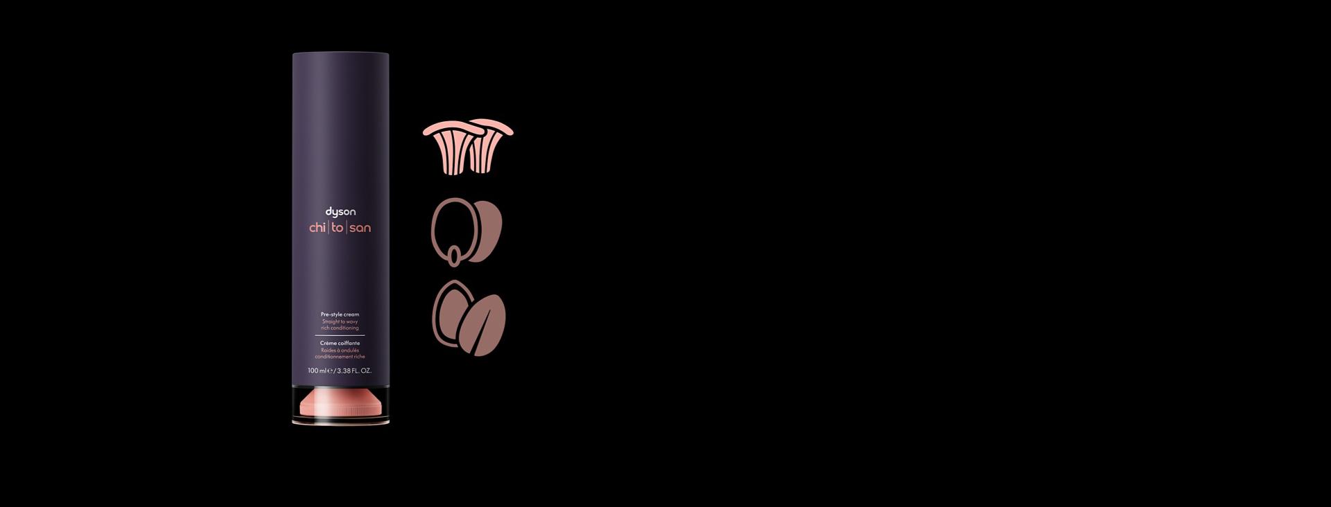 Dyson Chitosan pump-bottle with oyster mushroom icon highlighted