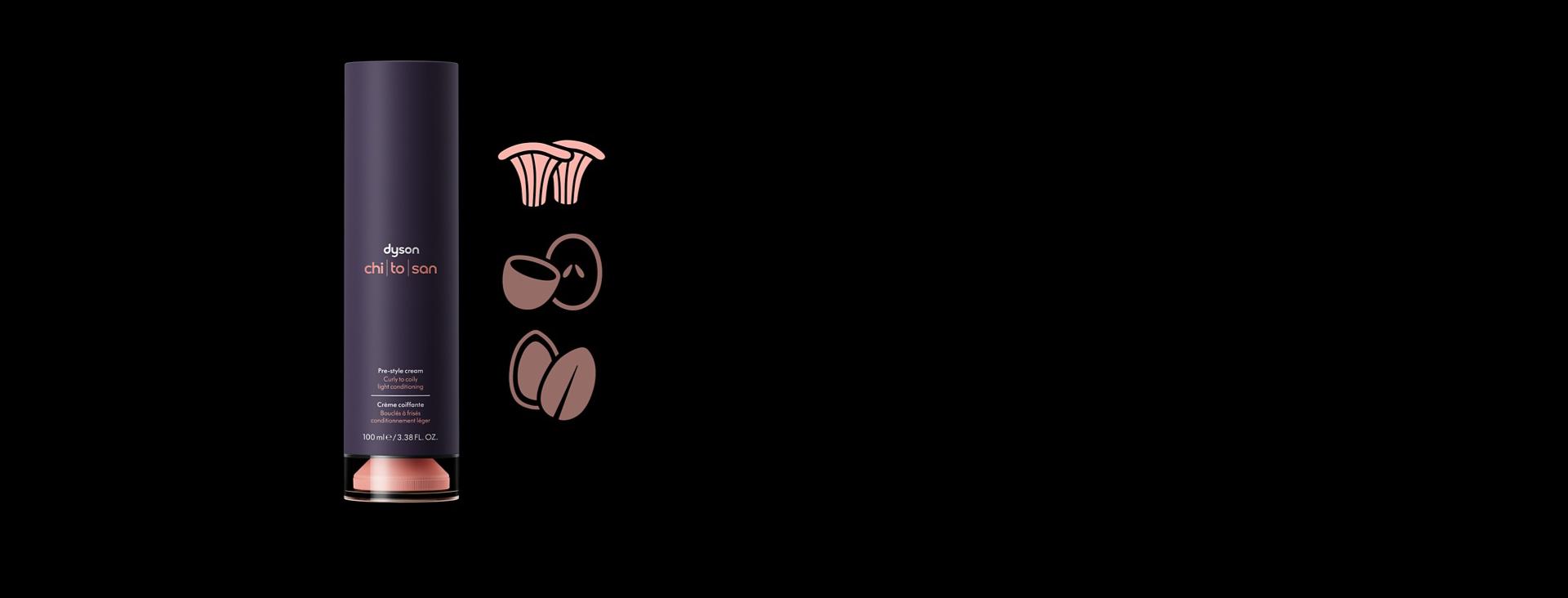 Dyson Chitosan pump-bottle with oyster mushroom icon highlighted