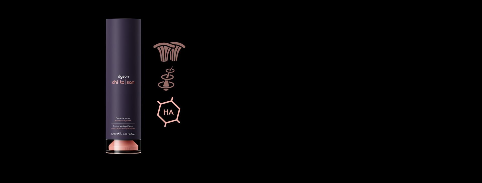 Post-style serum pump-bottle and icon of hyaluronic acid