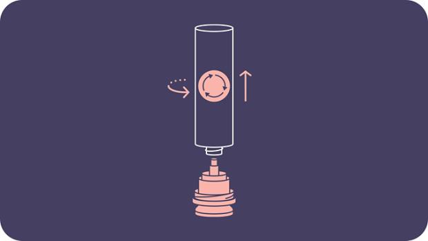 Diagram showing how to replace the inner cartridge