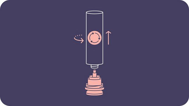 Diagram showing how to replace the inner cartridge