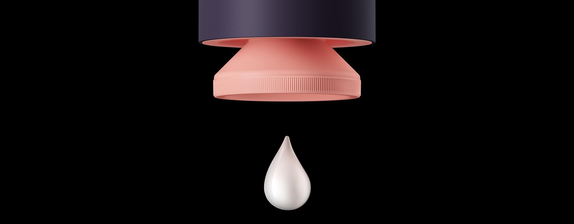 Dyson Chitosan pump-bottle and a droplet of Pre-style cream