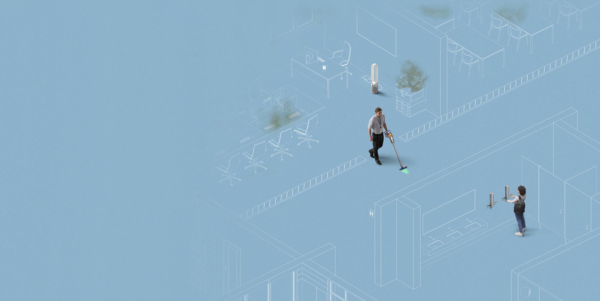 Blue print shot of educational setting