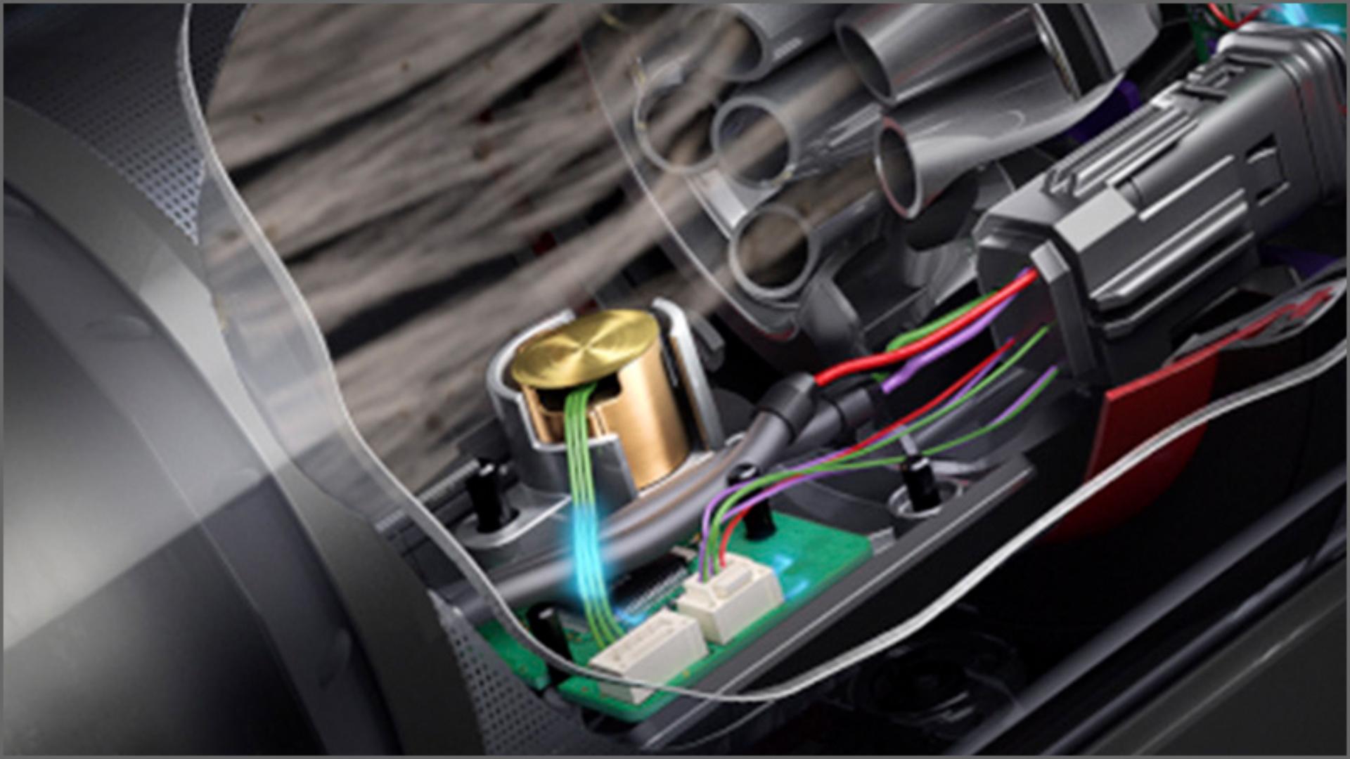 Ujęcie wnętrza czujnika piezoelektrycznego