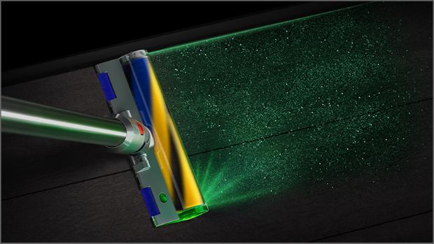 Laser ujawniający niewidzialny kurz na twardej podłodze