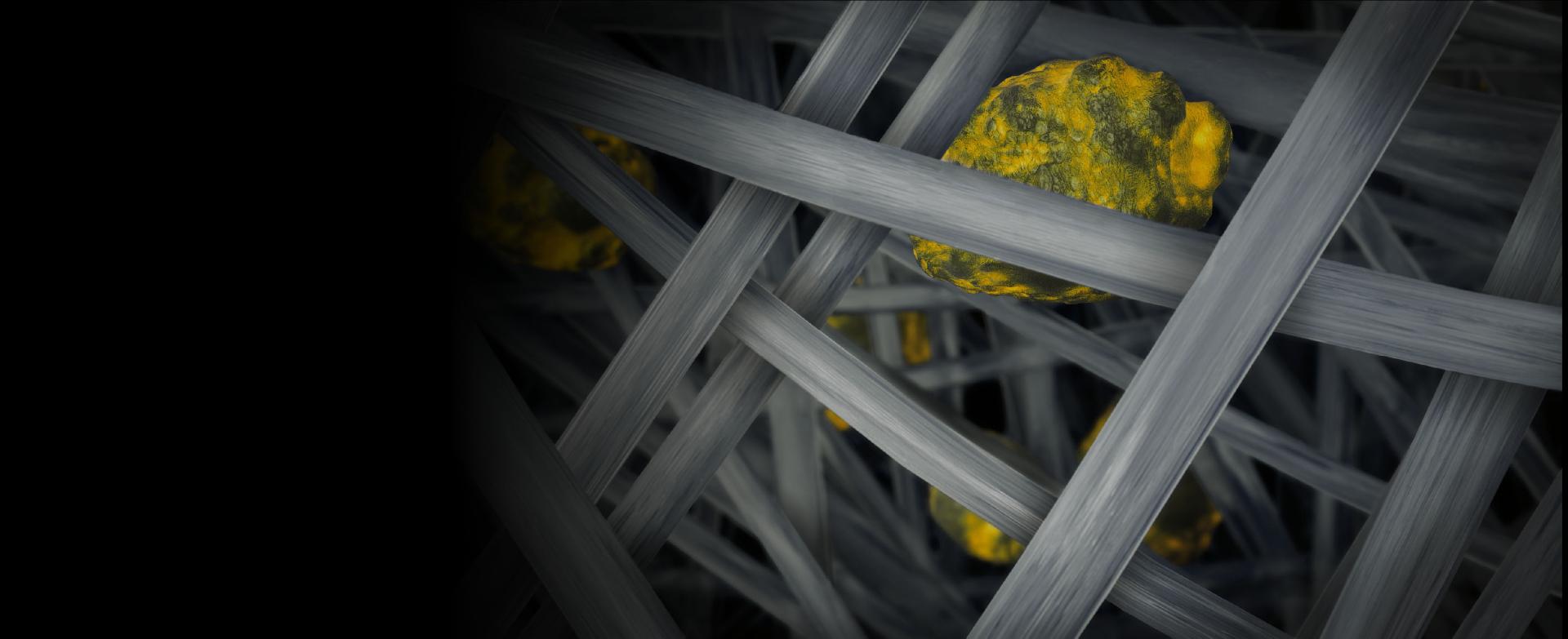 A close-up of the microscopic particles captured within a Dyson filter.