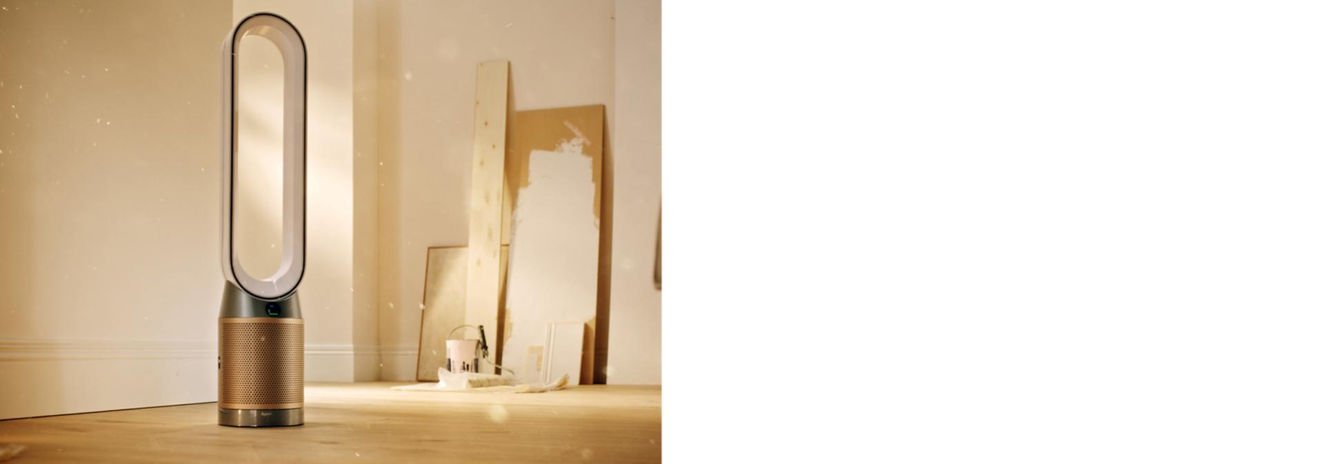 Dyson gaisa attīrītājs, kas darbojas telpā, kurā tiek krāsots.