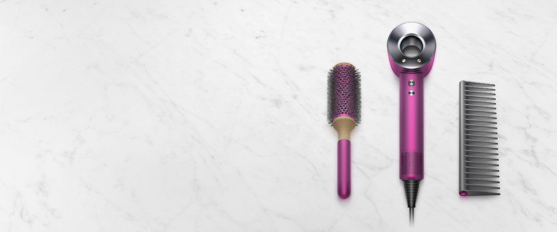 Dyson Supersonic™ hair dryer Mother's Day gift edition featuring the Limited edition Dyson Supersonic™ hair dryer in fuchsia and nickel.