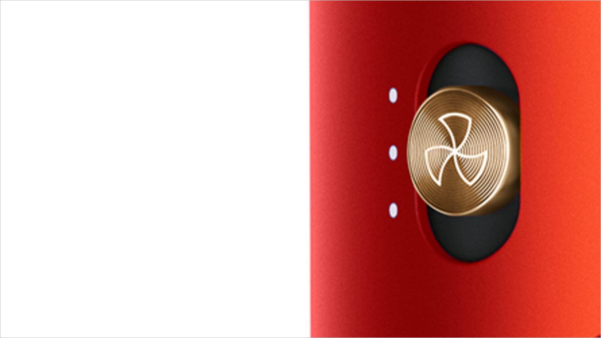 Close-up of airflow button on Dyson Airwrap