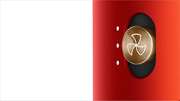 Close-up of airflow button on Dyson Airwrap