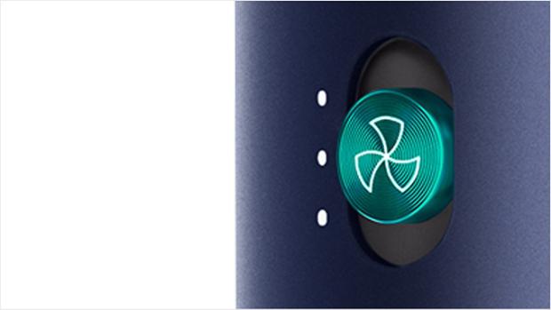Close-up of airflow button on the Dyson Airwrap.