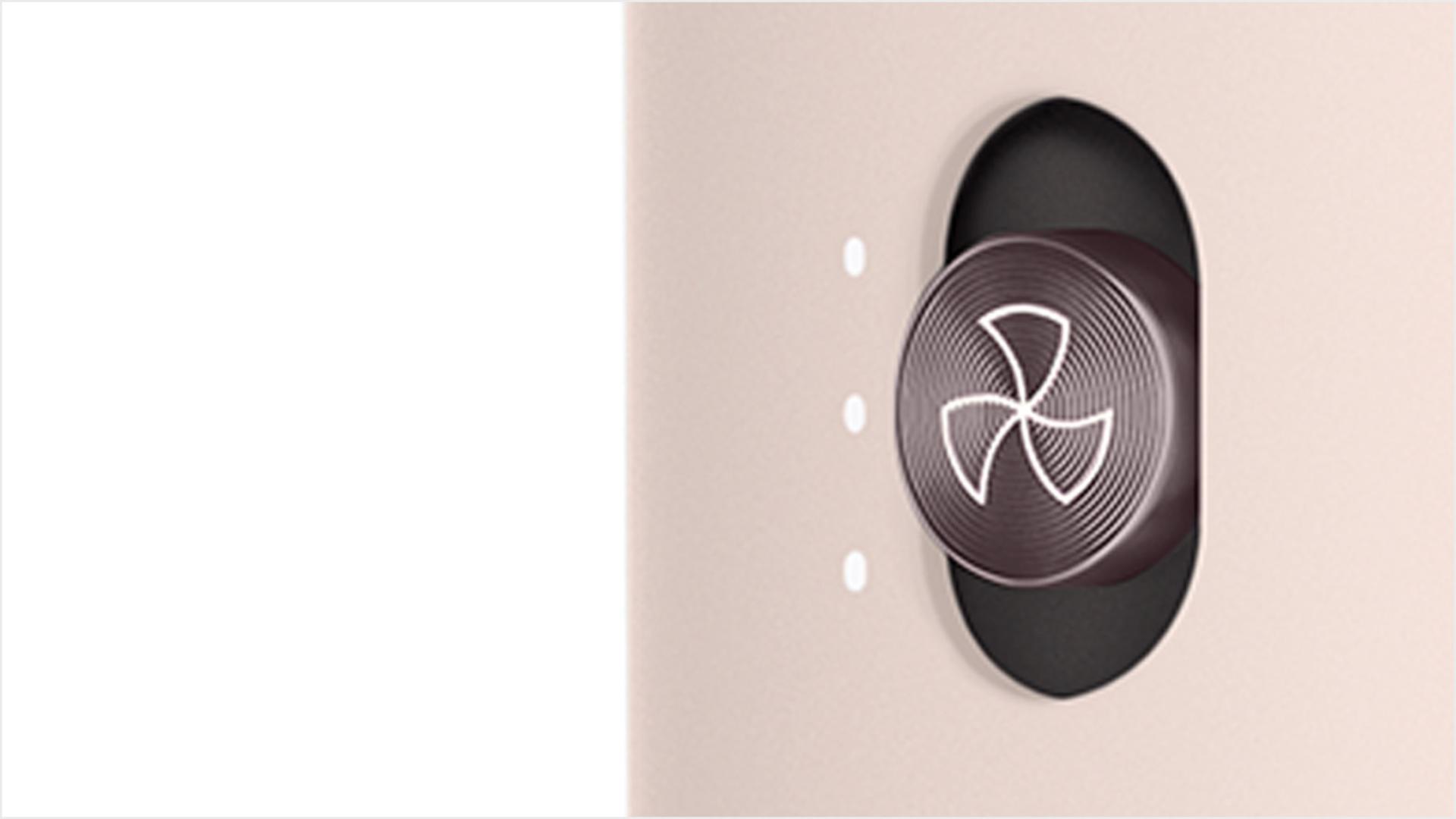 Close-up of airflow button on the Dyson Airwrap.