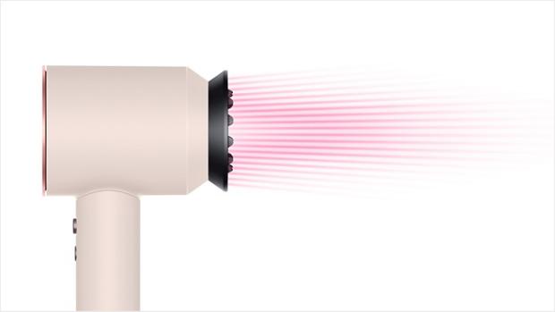 Side view of the Gentle air attachment with graphic showing airflow.