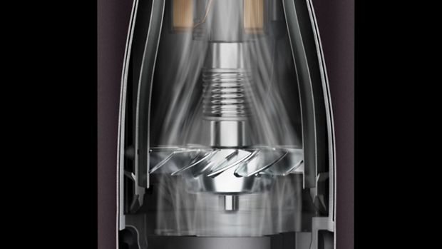 Cutaway graphic showing the Hyperdymium motor inside the Dyson Supersonic Nural hair dryer.