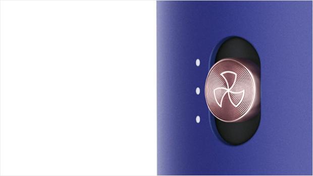 Close-up of airflow button on Dyson Airwrap