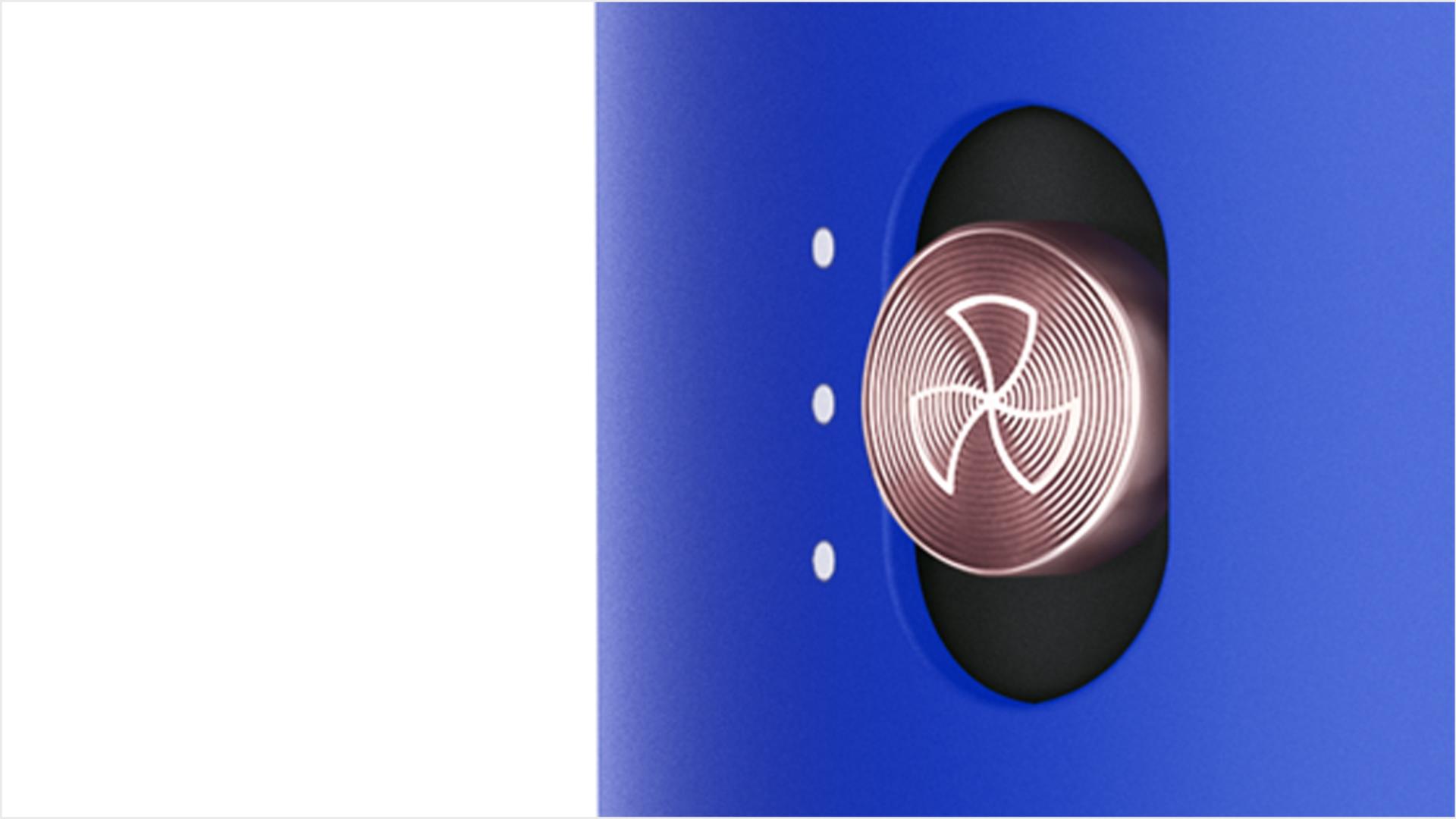 Close-up of cold shot button on Dyson Airwrap