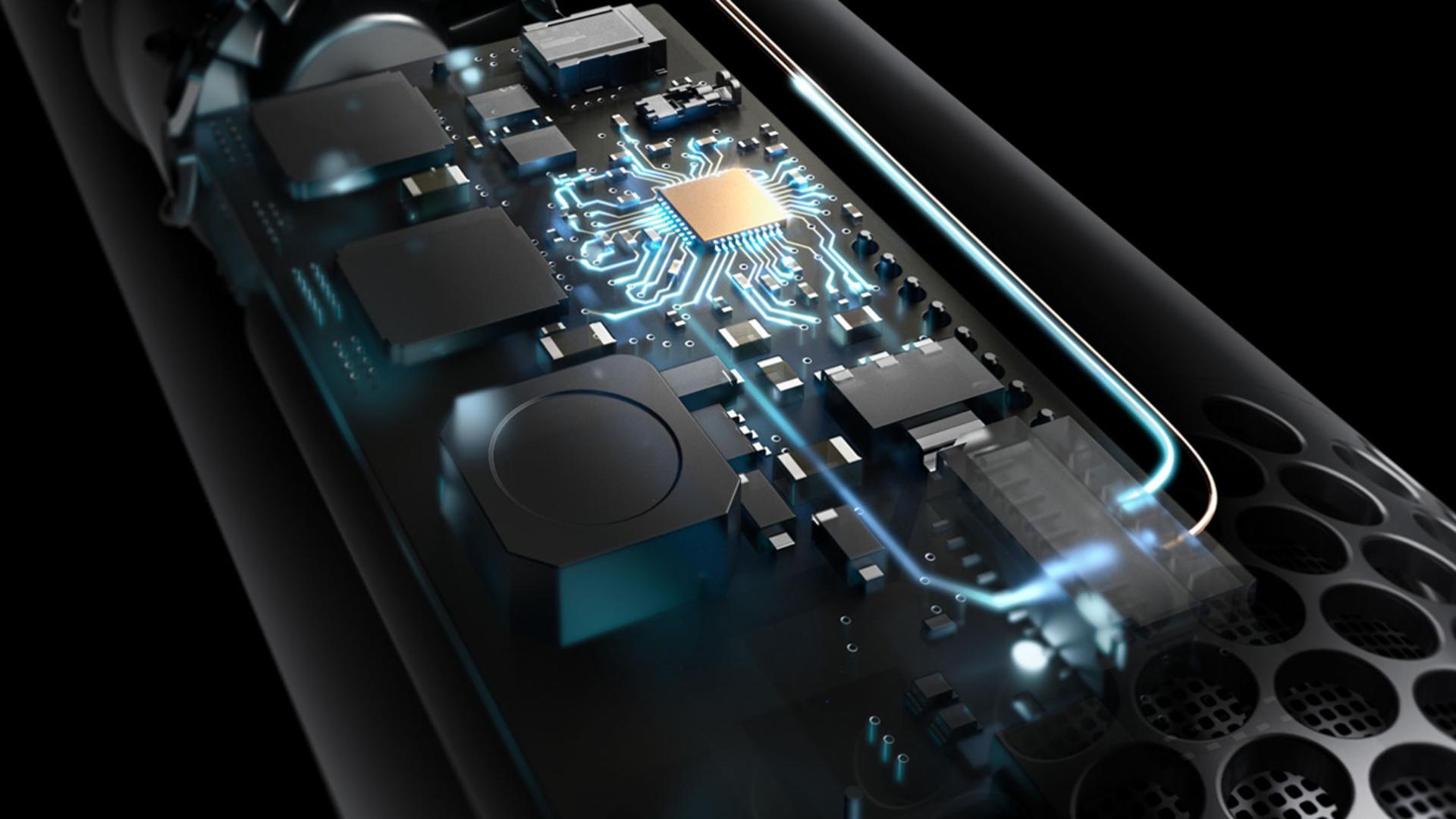 A cutaway of the Dyson heating element