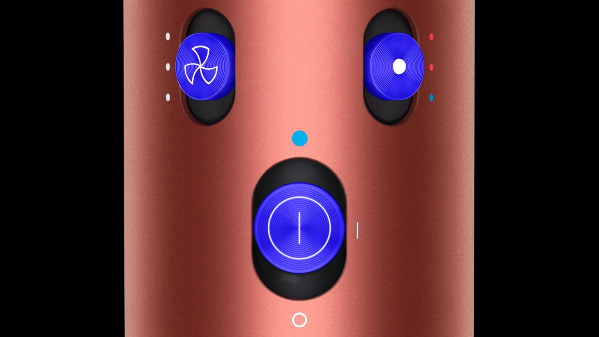 A close-up of the buttons on the Airwrap multi-styler and dryer