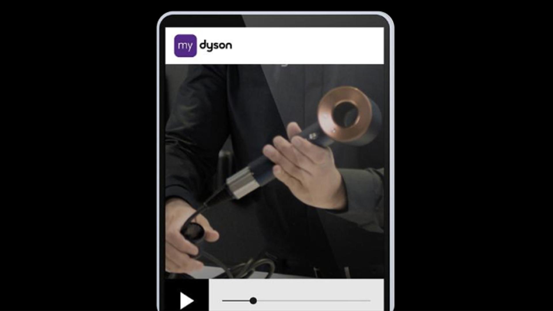 The MyDyson app being used on a mobile phone