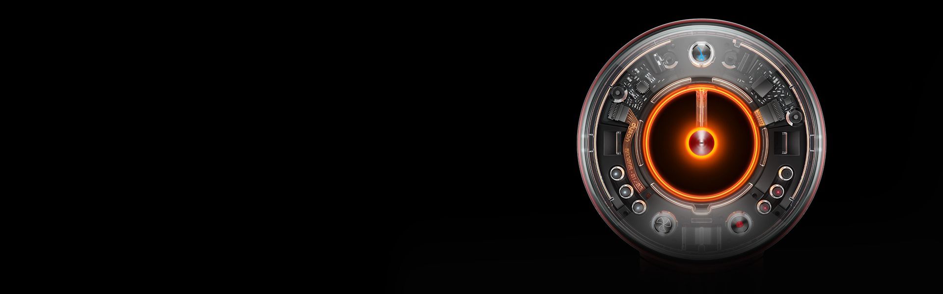 The technology inside the Dyson Supersonic Nural hair dryer through the clear end cap on the aperture.