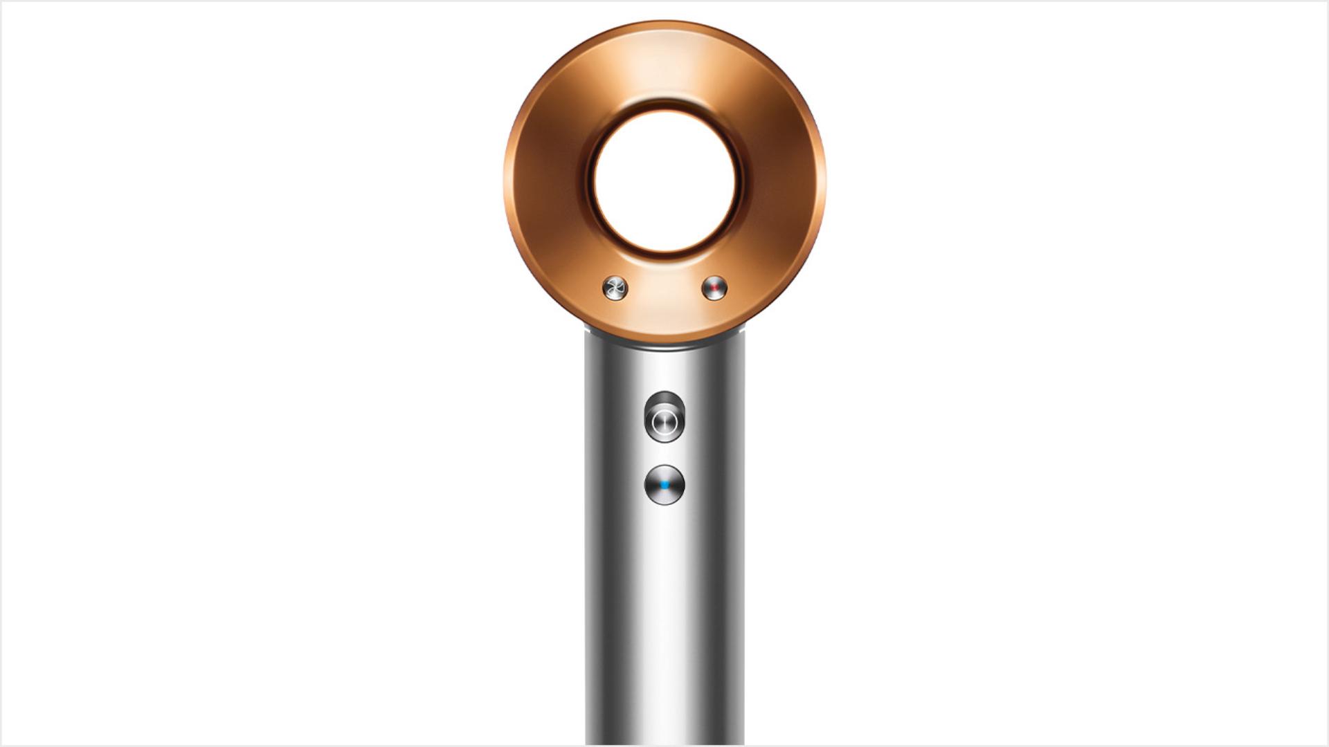 The Dyson Supersonic hair dryer in Nickel Copper